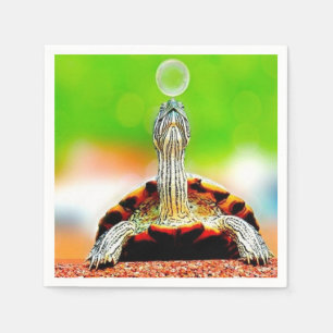 Happy turtle with bubble napkin