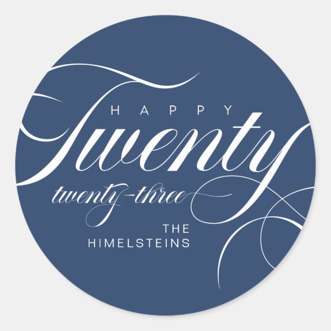 Happy Twenty Twenty Three Blue White Hanukkah Classic Round Sticker (Front)
