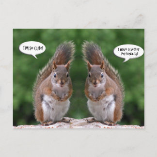 Happy Twins Day, Red Squirrel Humour, Cute and Per Postcard