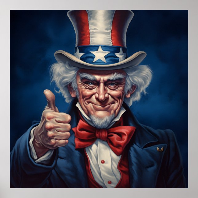 Happy Uncle Sam with Thumbs Up Poster (Front)