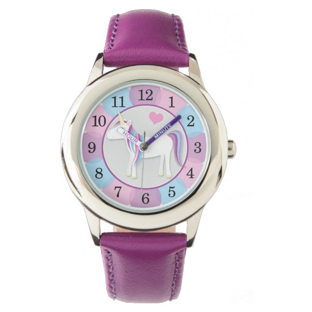 Happy Unicorn and Unicorn Colours Girls Watch (Front)