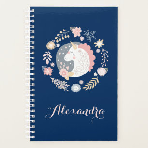 Happy Unicorn Blush & Navy Personalised Planner