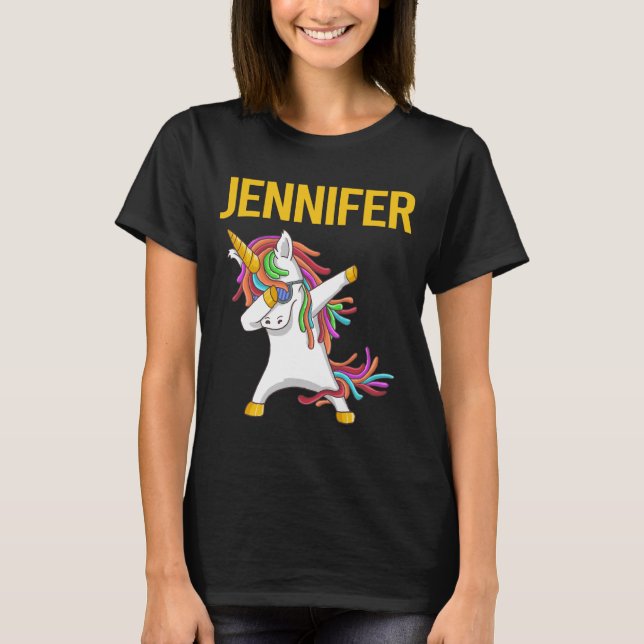 Happy Unicorn - Jennifer Name T-Shirt (Front)