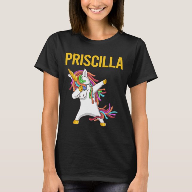 Happy Unicorn - Priscilla Name T-Shirt (Front)