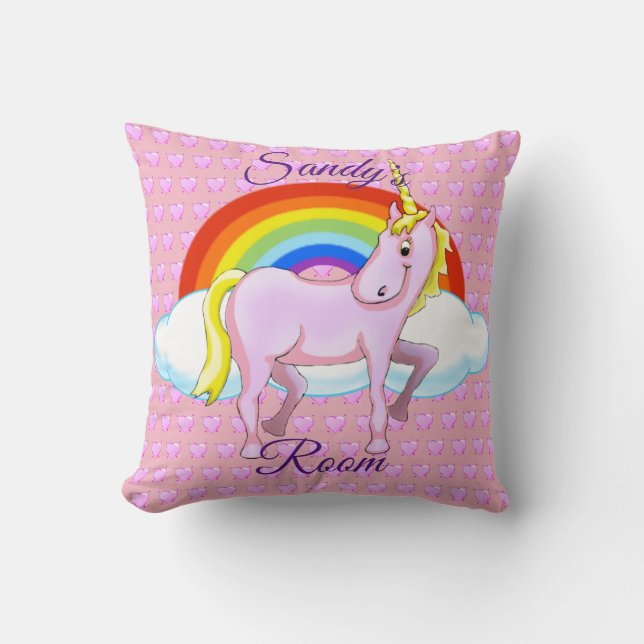 Happy Unicorn Square Pillow (Front)