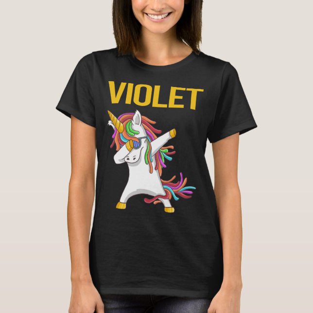 Happy Unicorn - Violet Name T-Shirt (Front)