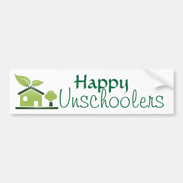 Happy Unschoolers Bumper Sticker (Front)