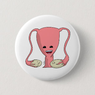 Happy uterus 6 cm round badge