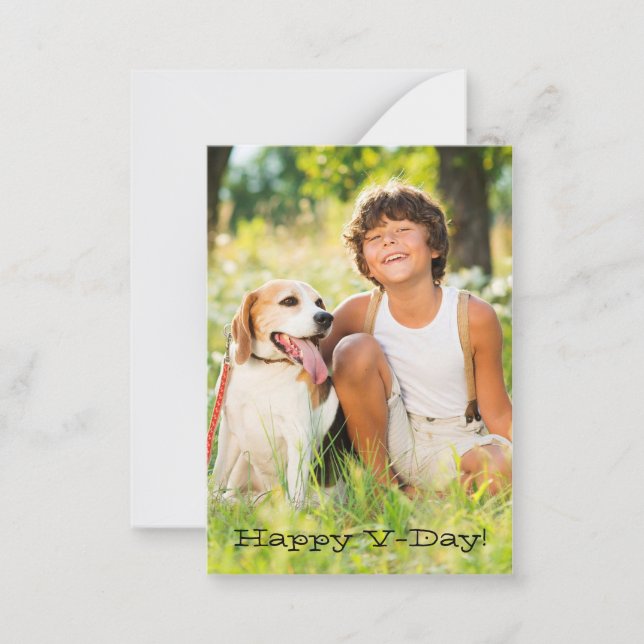 Happy V-Day Classroom Valentine Photo Cards (Front)