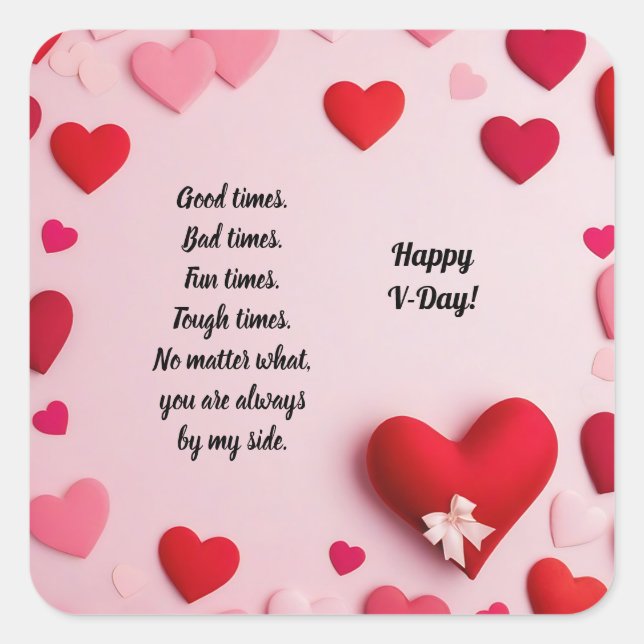 Happy V-Day Square Sticker (Front)