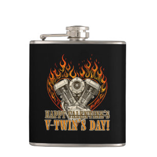 Happy V-Twin’s Day, antivalentine, Chopper Lovers Hip Flask