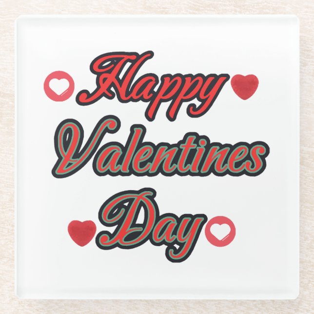 Happy Valenties Day for gift Glass Coaster (Front)