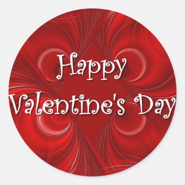 Happy Valentine&apos;s Day Classic Round Sticker (Front)