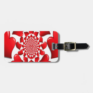 Happy Valentine Big Red Hearts Luggage Tag