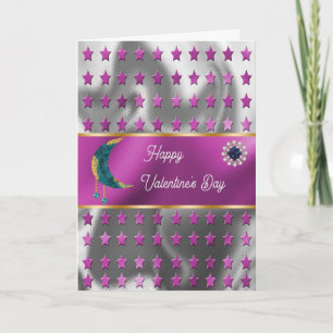 Happy Valentine Blue Moon Jewels & Stars Card