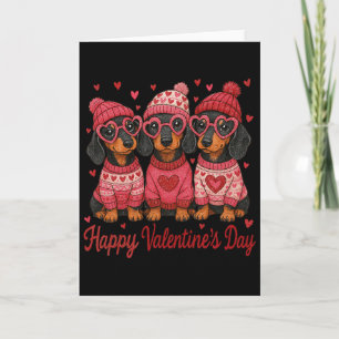 Happy Valentine Dachshund Mama Coquette Pink Heart Card