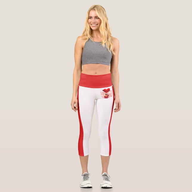 Happy Valentine Day Capri Leggings (Front)