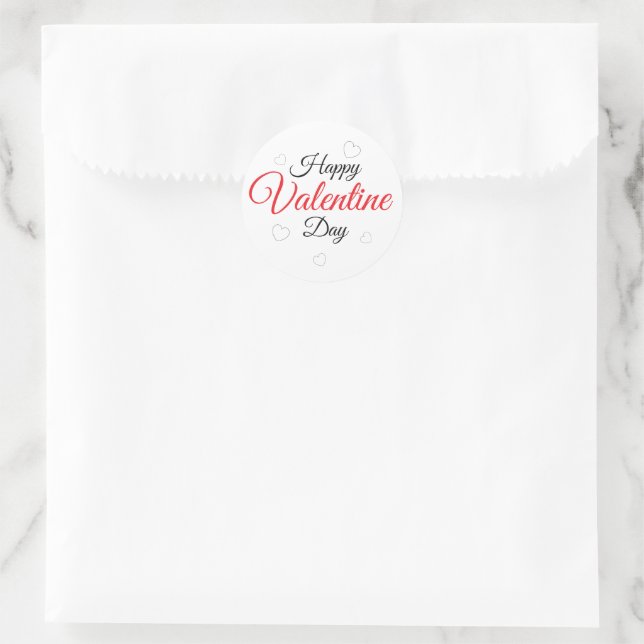 Happy Valentine Day Classic Round Sticker (Bag)
