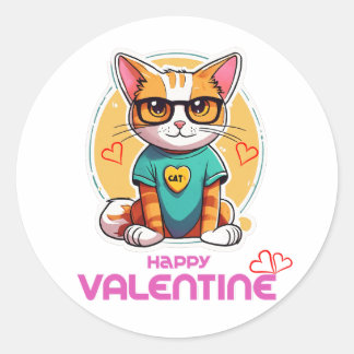 Happy Valentine Day  Classic Round Sticker