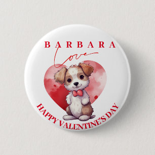 Happy valentine day cute dog personalised button
