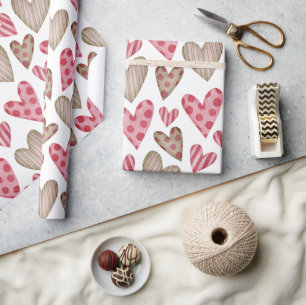 Happy valentine day elegant colorful hearts wrapping paper