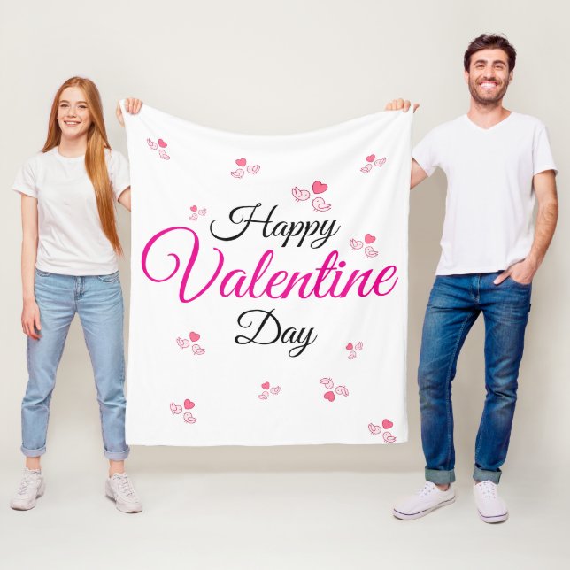 Happy Valentine Day Fleece Blanket (In Situ)
