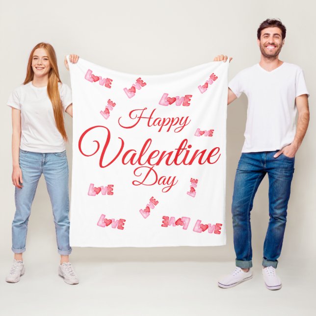 Happy Valentine Day Fleece Blanket (In Situ)
