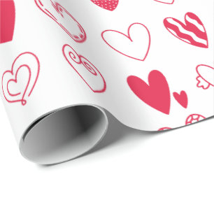 Happy valentine day love hearts wrapping paper