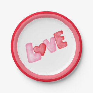 Happy Valentine Day Paper Plate