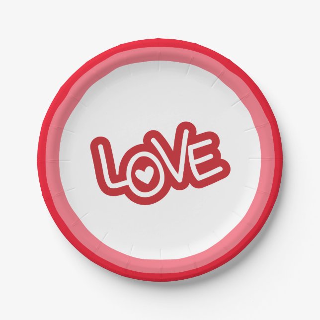 Happy Valentine Day Paper Plate (Front)