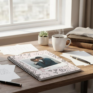 Happy Valentine Day Pink Heart Couple Photo Love  Notebook