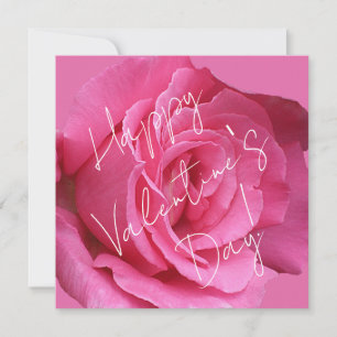 Happy Valentine Day pink rose floral romantic fun Holiday Card