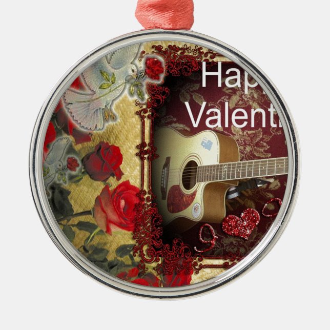 Happy Valentine day Tunes in my heart Metal Tree Decoration (Front)