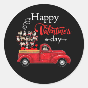Happy valentine day with pug dogs classic round sticker