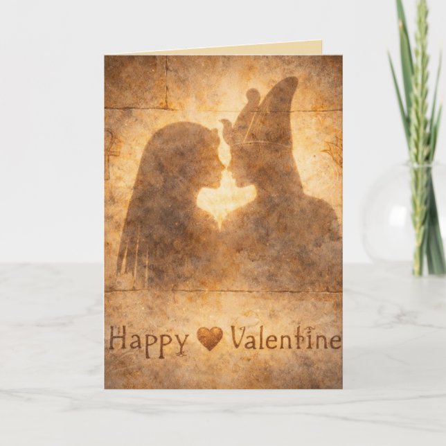 Happy Valentine Egyptian Shadow Art Romantic Card (Front)