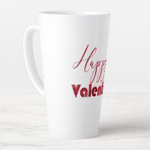 Happy Valentine Elegant Red Roses Text Romantic Latte Mug