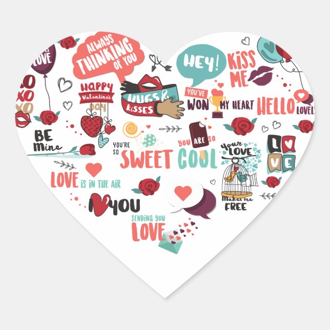 Happy Valentine Funny Cute Stickers Illustrations (Front)