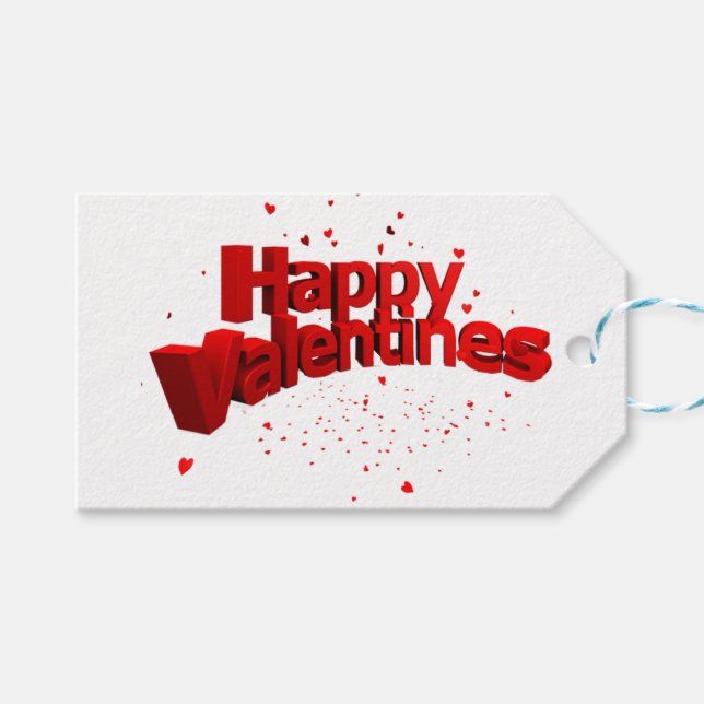 Happy Valentine Gift Tags (Front (Horizontal))