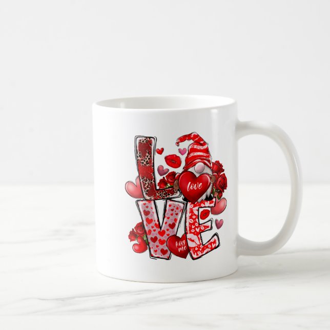 Happy Valentine Gnome Heart Valentine's Day Couple Coffee Mug (Right)
