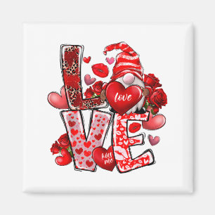 Happy Valentine Gnome Heart Valentine's Day Couple Magnet