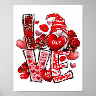 Happy Valentine Gnome Heart Valentine's Day Couple Poster