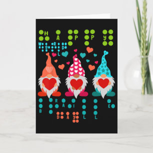 Happy Valentine Gnomes Braille Love – Cute Heart G Card