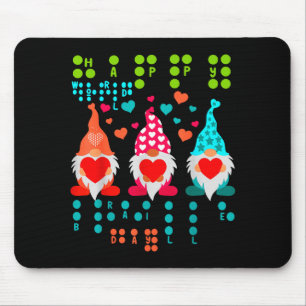 Happy Valentine Gnomes Braille Love – Cute Heart G Mouse Mat