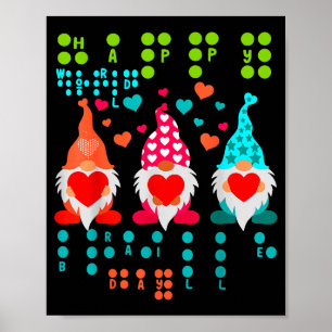 Happy Valentine Gnomes Braille Love – Cute Heart G Poster