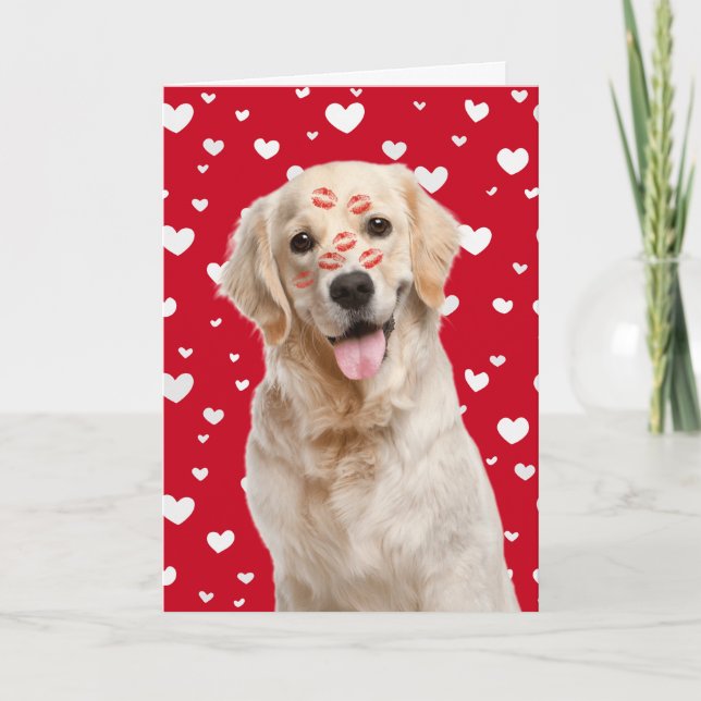 Happy Valentine Golden Retriever Card (Front)
