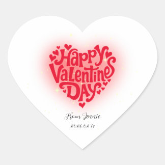 Happy Valentine Heart Custom Name & Date Sticker