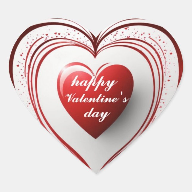 Happy Valentine Heart Shape Logo Heart Sticker (Front)