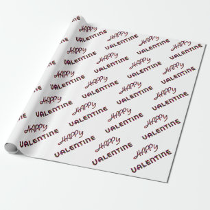 Happy Valentine Hearts Typography Funny Cute Text Wrapping Paper