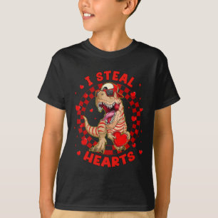 Happy Valentine I Steal Hearts Trex Funny Dinosaur T-Shirt