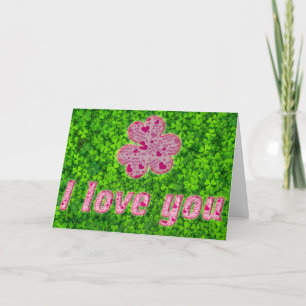 Happy Valentine Irish Shamrock Clovers Typography Holiday Card